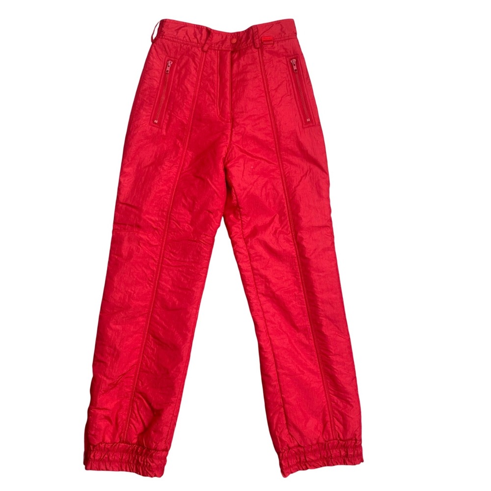 VTG 80s OSSI Skiwear Polka Dot High‎ Waisted Snow Pants SZ 8 Red Retro Apres Ski
